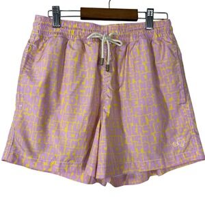 Arrels Barcelona Men's Swim Board Shorts Pink Graphic Vacation Summer‎ Size S
